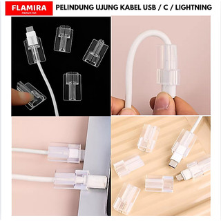 Pelindung Ujung Kabel Data USB Tipe C Micro iPhone Case Cover Transparan TPU Universal Anti Patah Anti Rusak Pelindung Charger HP Cocok untuk Semua Jenis Kabel Charger iPhone Android Bahan Fleksibel dan Awet