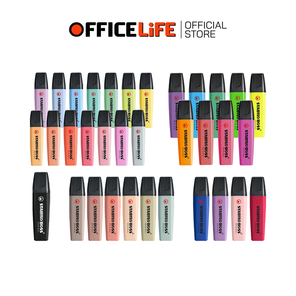 STABILO (สตาบิโล) ปากกาเน้นข้อความ ปากกาไฮไลท์ Boss รุ่น Original /Pastel /Nature ชนิดหัวตัด ( 1 ด้า