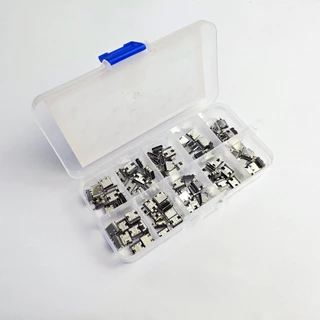 100 ชิ้น 10 ขนาด ชุดปลั๊กชาร์จ Type-C 6Pin/16Pin อะไหล่พอร์ตชาร์จมือถือ แถมกล่องเก็บ