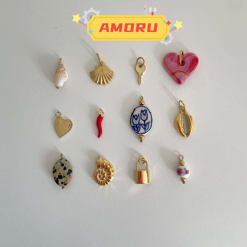 AMOR12U7 สร้อยคอเค้นคอ, 18K Gold Plated ปลาดาว Retro สร้อยคอ, สแตนเลส DIY Jewel Conch Tattoo Choker