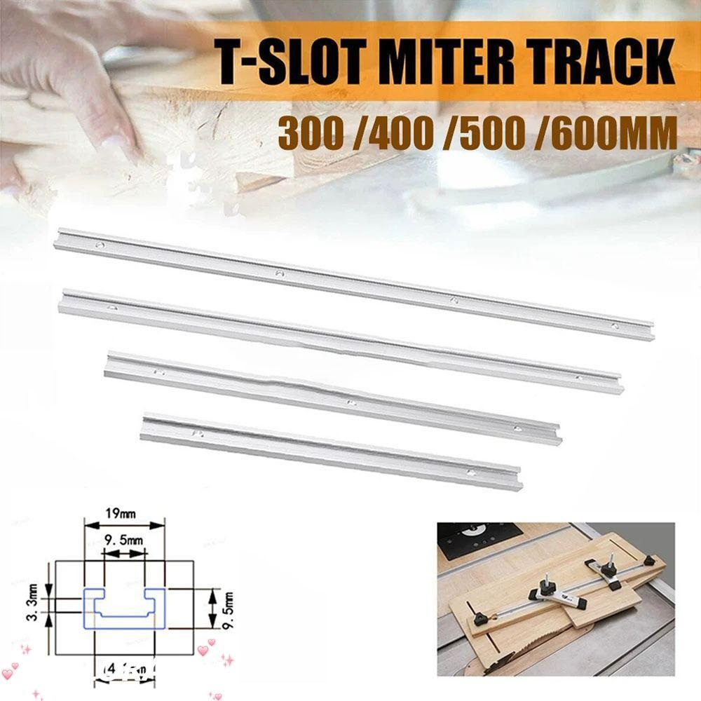 AULORAMT 1 ชิ้น T-Slot Track,อลูมิเนียม 300-600 มม.T-Track,สไลด์รางT Slider Fixture Slotสไลด์ 19 ประ