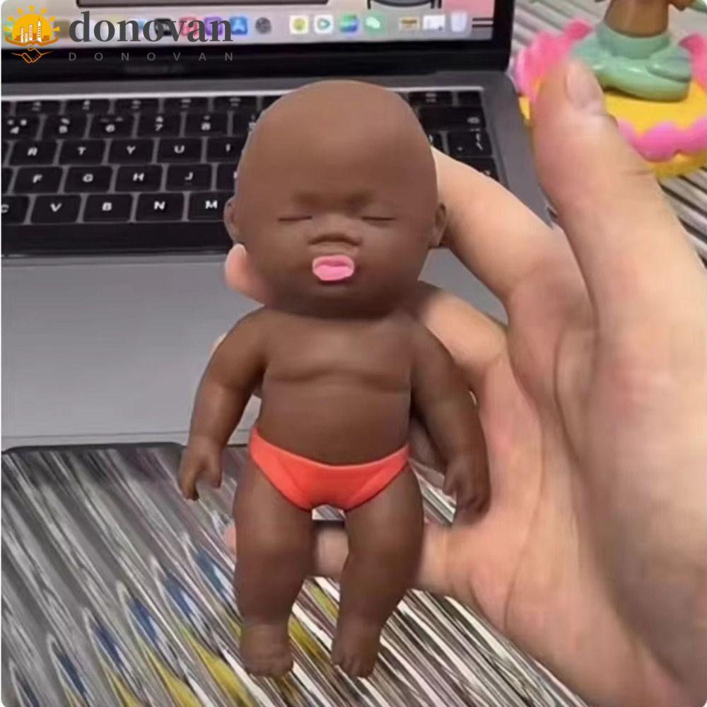 DODONVAN ตุ๊กตาบีบของเล่น, Palm Reborn Doll Complexion TPR Palm Mini Doll, Reborn Baby Siliconen จํา