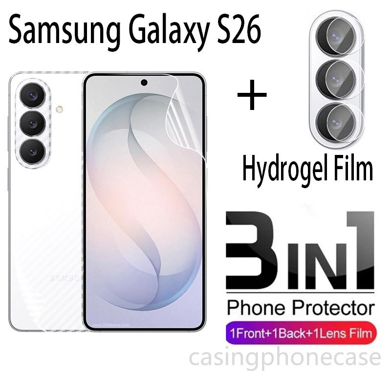 SAMSUNG 3in1 ด้านหน้าHydrogelฟิล์มด้านหลังสําหรับSamsung Galaxy S26 S Ultra Plus 4G 5G 2026 เลนส์นุ่มกล้องเลนส์ป้องกันหน้าจอTPU High Clearโปร่งใสคลุมทั้งหมดHD Ultra Sli
