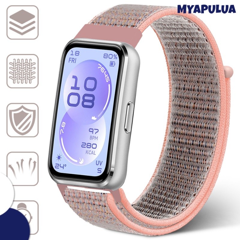 สายไนลอนหลอง for Smartwatch Huawei Band 11 11 Pro / Huawei Band 10 9 8 NFC สายรัดข้อมือการเปลี่ยนสายรัดข้อมือแบบปรับได้