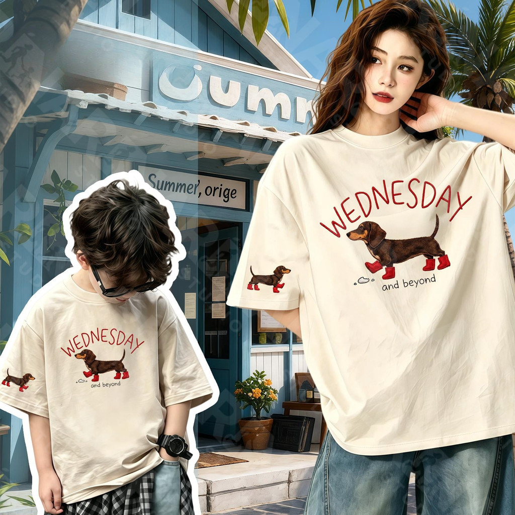 🔥พร้อมส่ง&COD🔥RINA STUDIO🔥 2026 ชุดครอบครัวรุ่นใหม่ ลายพิมพ์สุนัขดัชชุนด์ ลายสุนัขยอดฮิต ขายดีมาก#6