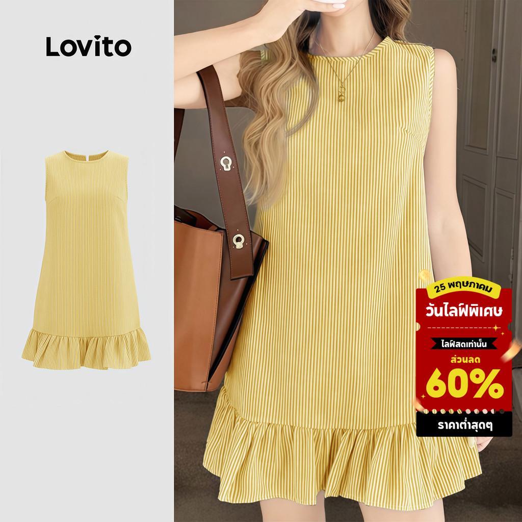 Lovito  เดรสผู้หญิงหรูหรา ชายระบาย ชุดฤดูใบไม้ผลิ/ฤดูร้อน LK3ED199