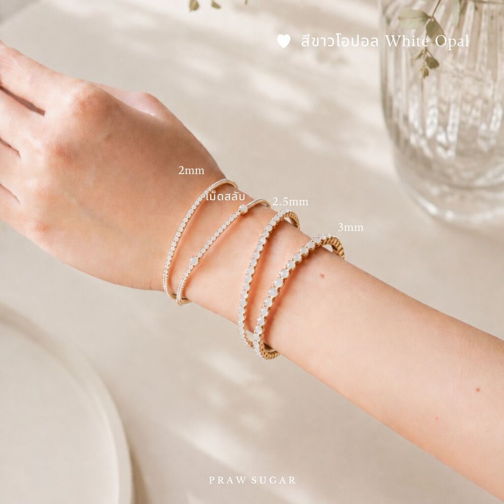 Lovely Pastel Color Bracelet - กำไลคริสตัลสีพาสเทลเม็ดเรียง (มี 4 สี คริสตัล 4 ขนาด)