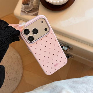 เกาหลี Ins เต็มหน้าจอ Polka Dots เคสโทรศัพท์สําหรับ iPhone 17 16 15 14 13 17 PRO MAX 14 15 16 PRO MAX สีลูกกวาดหวานสาว anti-fall ฝาครอบ