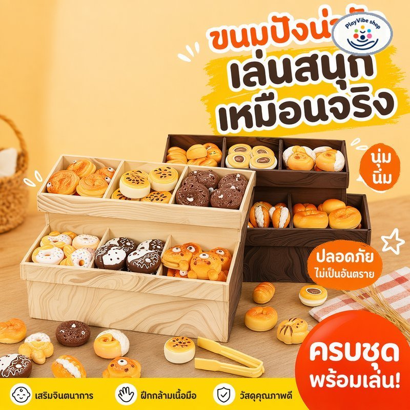 ของเล่นอาหารจิ๋ว ชุดเบเกอรี่จำลอง ตู้ขนมปังจิ๋ว เรซิน ห้องตุ๊กตา ของเล่นบทบาทสมมติ เด็ก