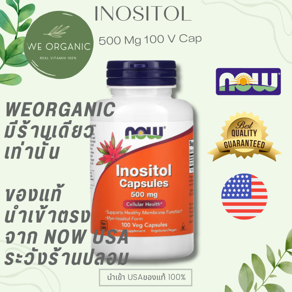 NOW Foods Inositol อิโนซิทอล 500 mg เหมาะสำหรับผู้ที่ใส่ใจสุขภาพระดับไขมันในชีวิตประจำวัน 100 Veg -แท้สินค้านำเข้าของแท้