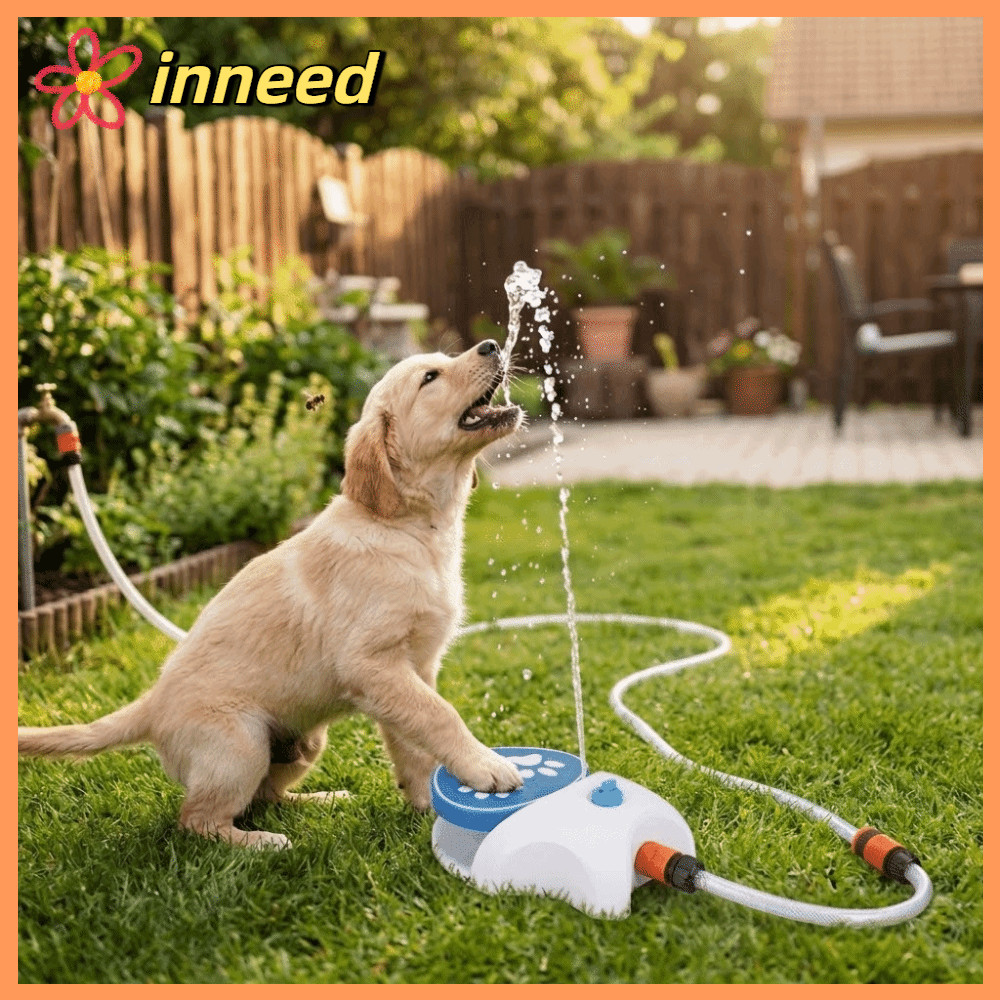 INNEED Step-On Pet Fountain, ที่ถอดออกได้ท่อตู้น้ําสัตว์เลี้ยง, Quick ใช้เชื่อมต่อ Garden Tap Step On Pedal เปิดใช้งาน Auto Pet Feeder สวนดื่ม