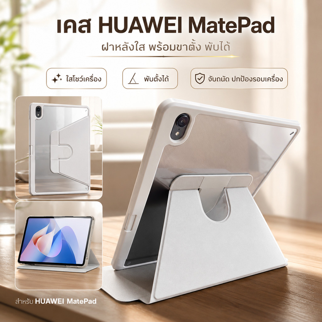 พร้อมส่ง เคส Huawei matepad 11.5 มีช่องใส่ปากกา หัวเว่ย เมทแพด 11.5 เคส MatePad se 11 ฝาหลังใส หมุนได้ Smart Case