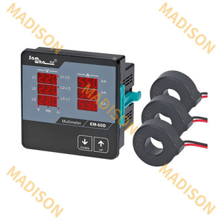 มัลติมิเตอร์แบบดิจิตอล Samwha-Dsp EM-XXD บรรจุ 3 CTs, แรงดันสามเฟส (LL), (LN), แอมป์, ความถี่, ลําดับเฟส