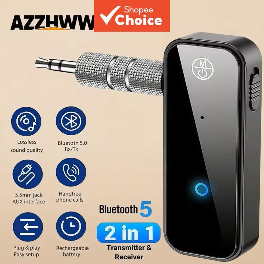 อะแดปเตอร์บลูทูธ 6.0 3.5 มม. AUX แบบรับและส่งสัญญาณ 2-in-1 สําหรับลําโพงในรถ หูฟัง แท็บเล็ต ทีวี และคอมพิวเตอร์
