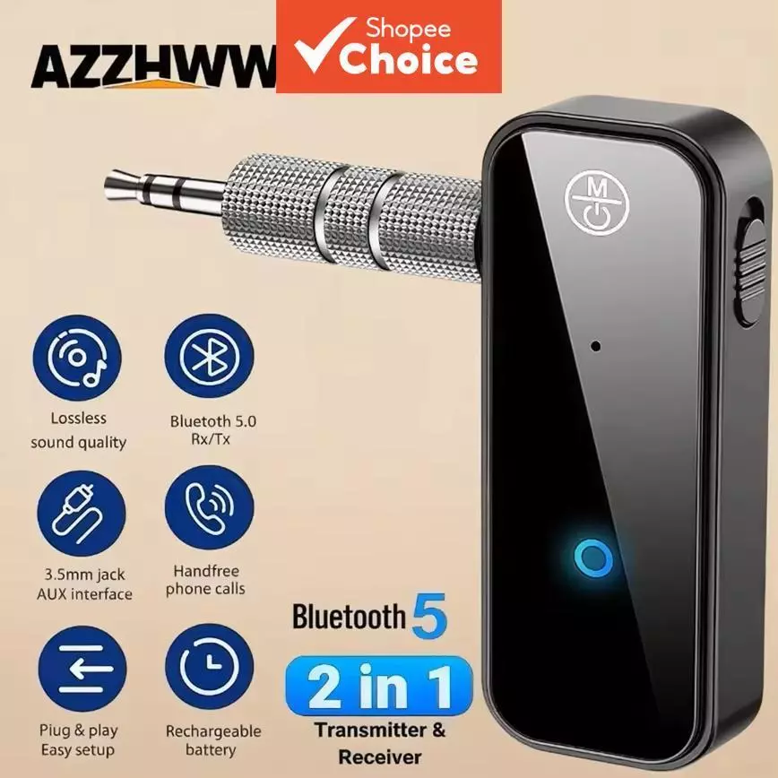 อะแดปเตอร์บลูทูธ 6.0 3.5 มม. AUX แบบรับและส่งสัญญาณ 2-in-1 สําหรับลําโพงในรถ หูฟัง แท็บเล็ต ทีวี และคอมพิวเตอร์