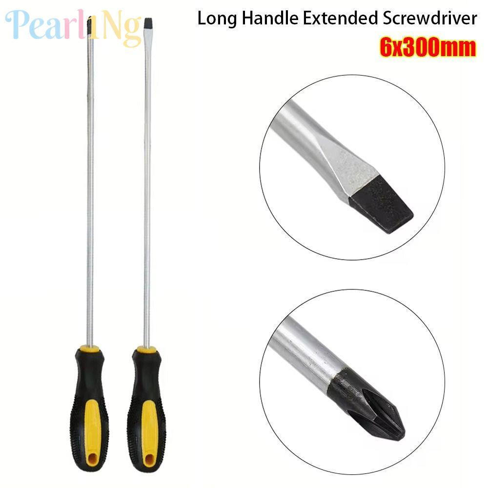 PEARLTH 1/2 ชิ้นไขควงด้ามยาว, Magnetlc ที่จับยางขยายไขควง, Slotted Cross Head 6x300 มม.คู่มืออเนกประสงค์สกรูไดร์เวอร์