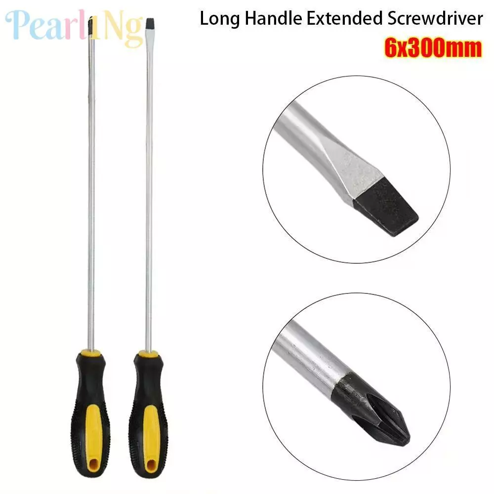 PEARLTH 1/2 ชิ้นไขควงด้ามยาว, Magnetlc ที่จับยางขยายไขควง, Slotted Cross Head 6x300 มม.คู่มืออเนกประสงค์สกรูไดร์เวอร์