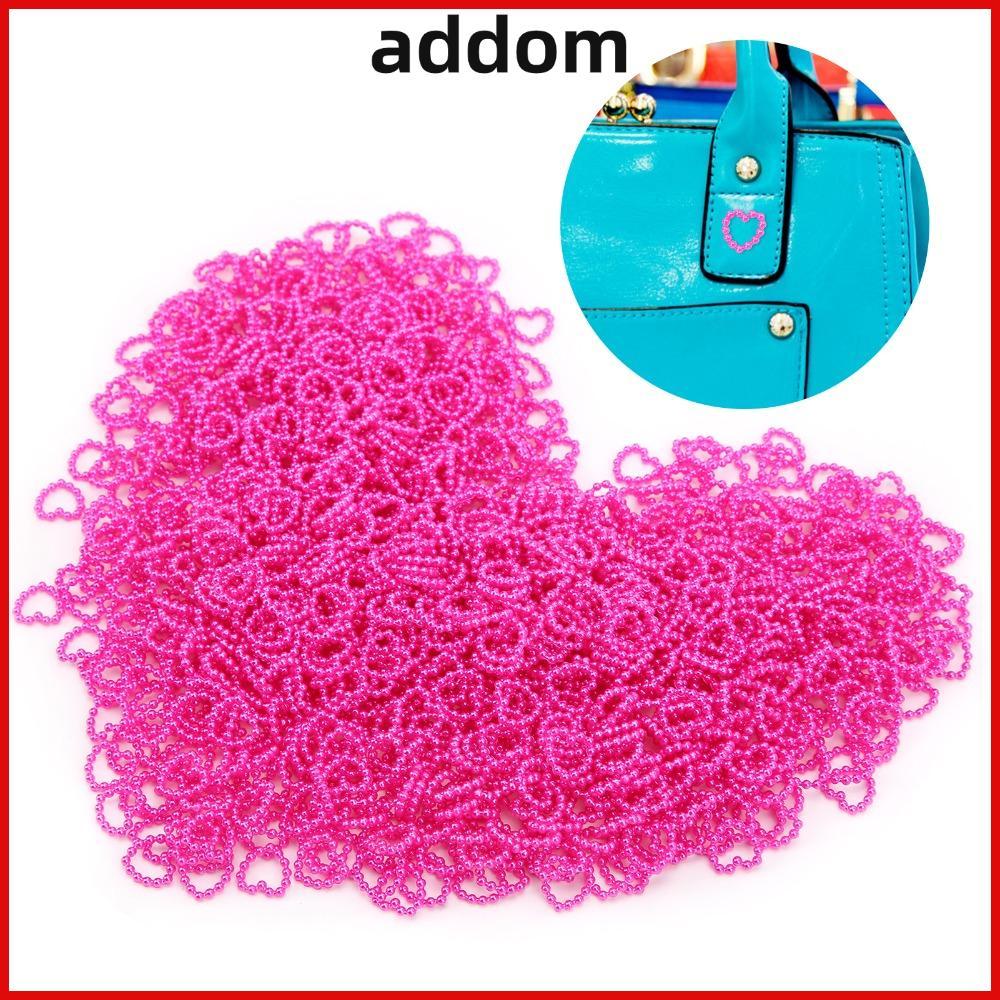 ADDOM 1000PCS Pearl Beaded Heart, Nail Jewelry Pink Heart Shaped Pearl Bead, Bead Assortments Heart-