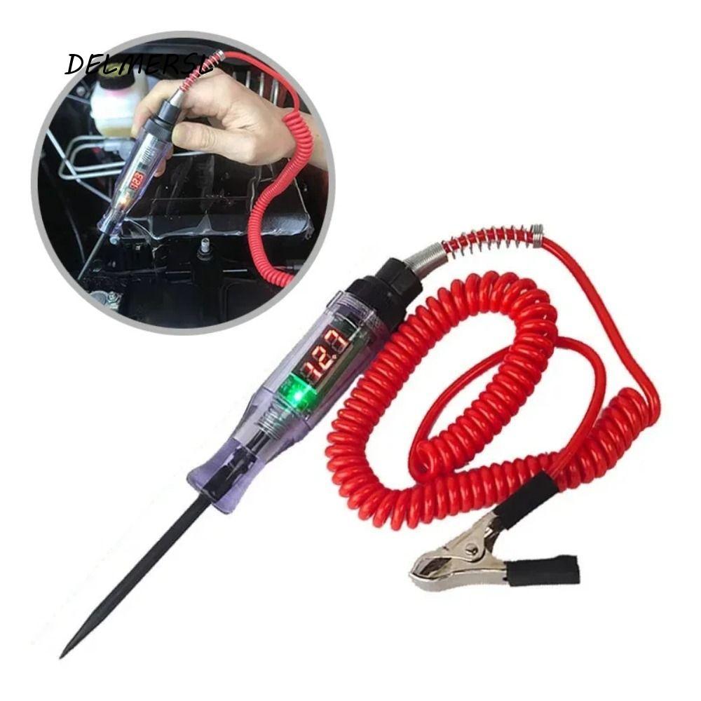 DELMERSL ปากกาทดสอบโพรบวินิจฉัยรถยนต์,จอแสดงผลดิจิตอล 6V 12V 24V เครื่องทดสอบแรงดันไฟฟ้า,เครื่องตรวจจับมัลติฟังก์ชั่นหลอดไฟวินิจฉัยอัตโนมัติปากกาวัดไฟฟ้ารถบรรทุก