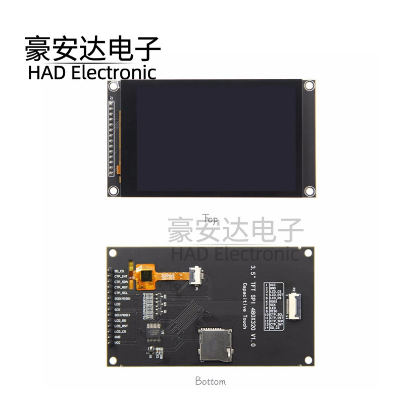 12 ซม.SPI Serial Port TFT หน้าจอ LCD Capacitive Touch Screen Display โมดูล 320 * 480 รุ่น IPS สีดํา