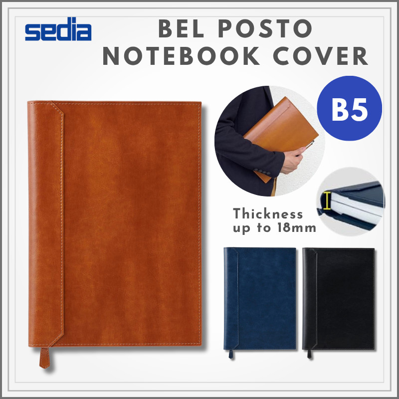 Sekisei Bel Post B5 Notebook Cover - Camel, Navy Blue, and Black