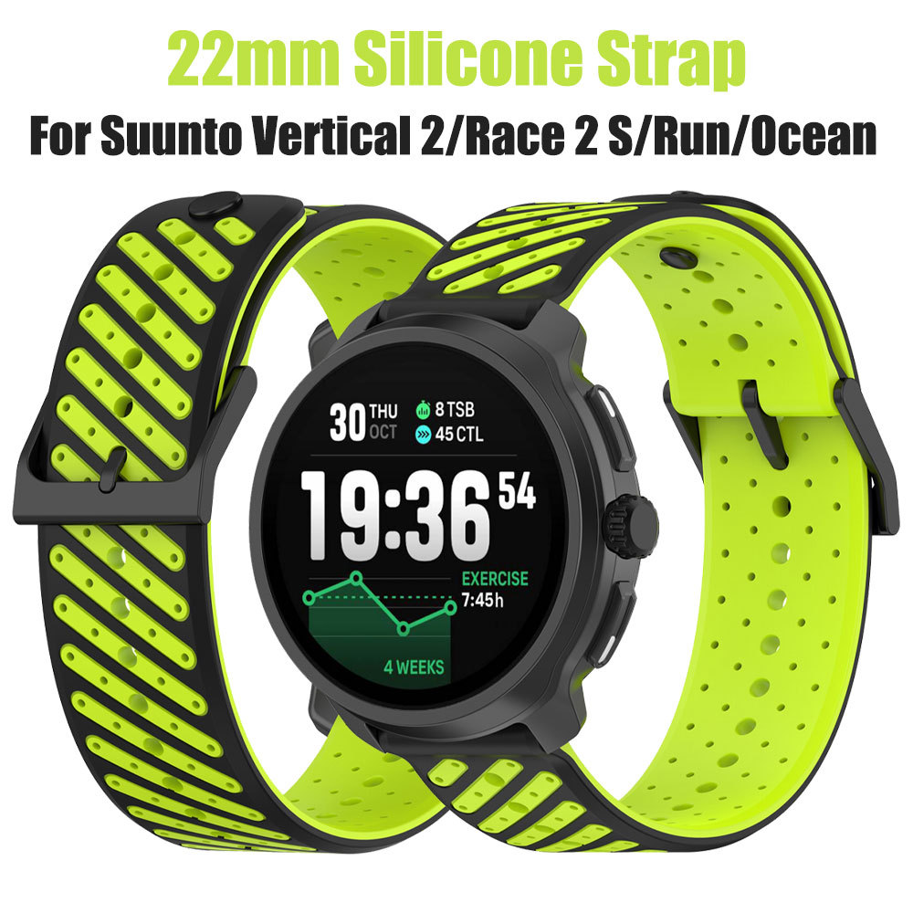 22mm Two-tone สายนาฬิกาซิลิโคนสําหรับ Suunto แนวตั้ง 2/Race 2 S/Run/Ocean/9 Peak Pro นาฬิกา Smartwat