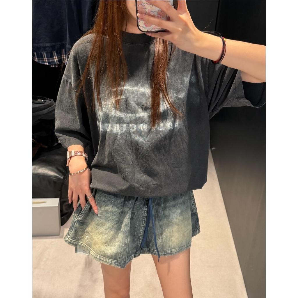 Balenciaga/แขนเสื้อผู้ชายผู้หญิงขนาดพิเศษแขนสั้นสไตล์คู่ Bottoming สไตล์เคาน์เตอร์ด้านใน Niche อินเท