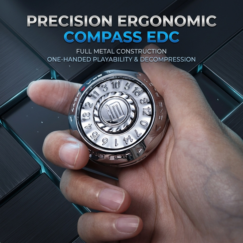 สปินเนอร์นิ้วเข็มทิศมงคล | ทำจากโลหะทั้งชิ้น | ของเล่นผ่อนคลาย EDC แบบขยับได้ | ของขวัญสำหรับผู้ชาย | ดีไซน์ตามสรีระร่างกาย