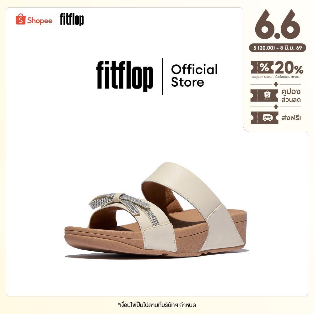 FITFLOP LULU GLITZ-BOW LEATHER SLIDES รองเท้าแตะผู้หญิง รุ่น E1H-A99 สี BEIGE