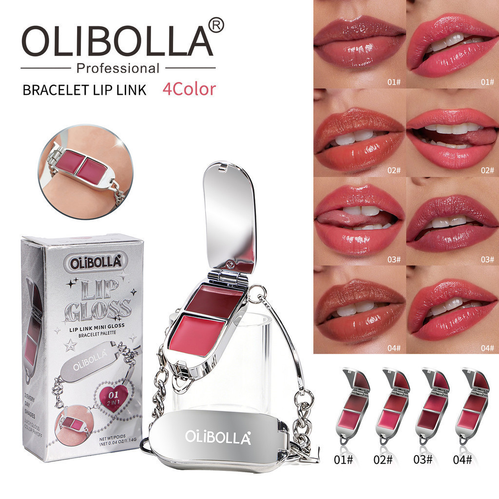 OLIBOLLA Bracelet Lip Gloss 2 in 1 Lipstick Palette Mirror Water Gloss Lip Gloss Y2K Makeup