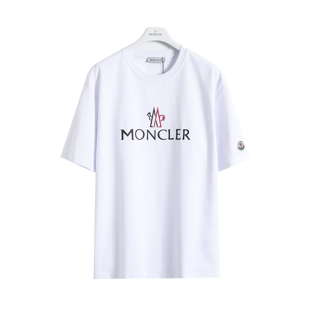MONCLER/Mengkou ฤดูร้อนสไตล์ใหม่แขนสั้นเสื้อยืดผู้ชายผู้หญิงคู่ขายร้อน Street สวมใส่การออกแบบที่เรีย