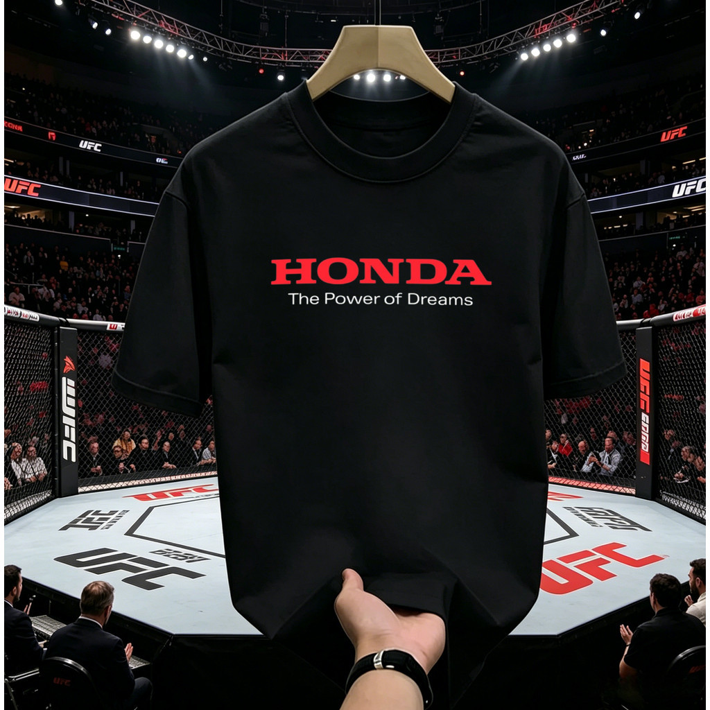 ((จัดส่งตลอด 24 ชั่วโมง) HONDA Dream Power เสื้อยืด Unisex HONDA HONDA ยี่ห้อสโลแกนพลังแห่งความฝันเสื้อยืดแขนสั้นธีมรถเรียบง่าย