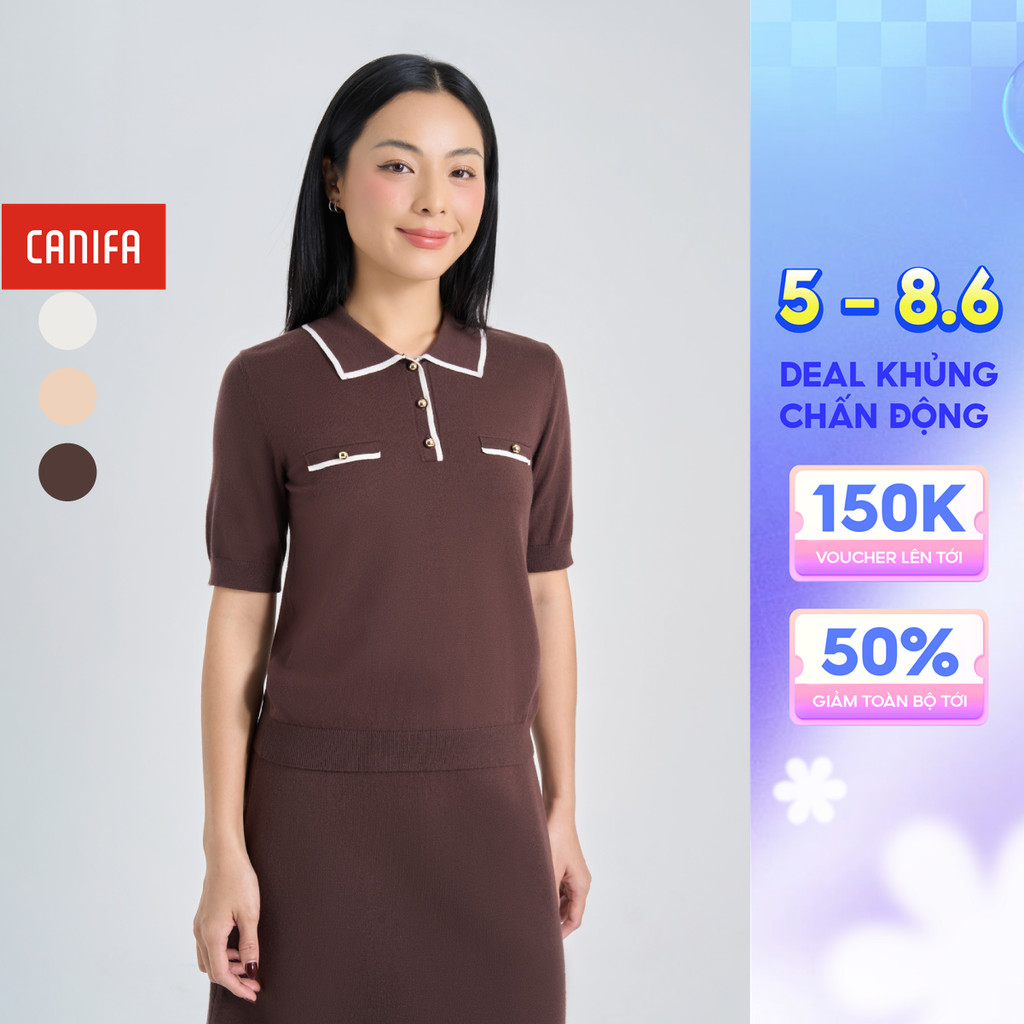 เสื้อสเวตเตอร์แขนกุดคอเต่าผู้หญิง CANIFA 6TE24W007
