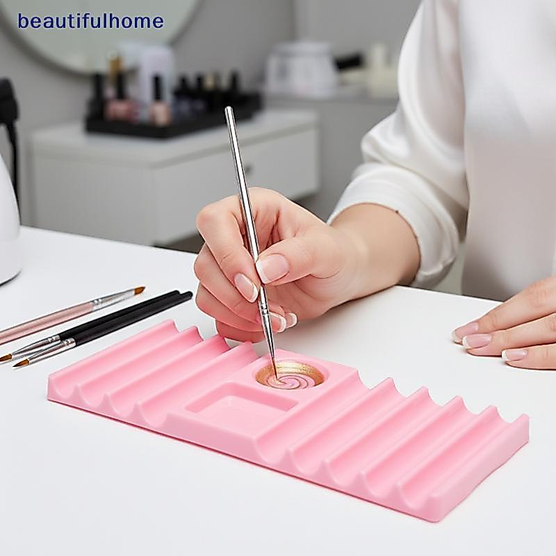 [ใหม่] ที่ใส่ปากกาเพ้นท์เล็บแบบถอดได้พร้อมจานผสมที่เก็บของง่ายสําหรับแปรงและสีที่มีประสิทธิภาพสําหรับนักออกแบบ [ไทย]