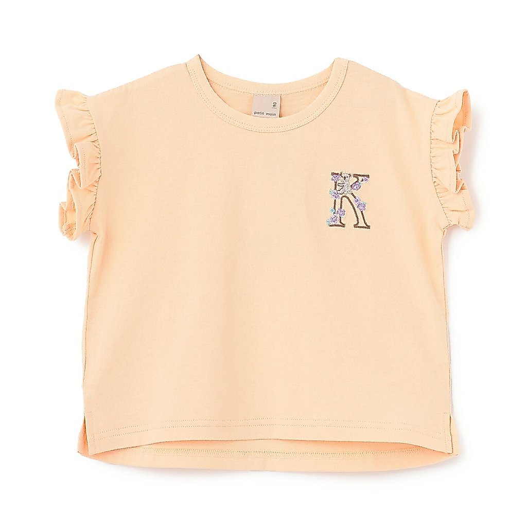 petit main Official Store kids 【GOOD PRICE】Alphabet Frill Sleeve T-Shirt 【Shipped from Japan】