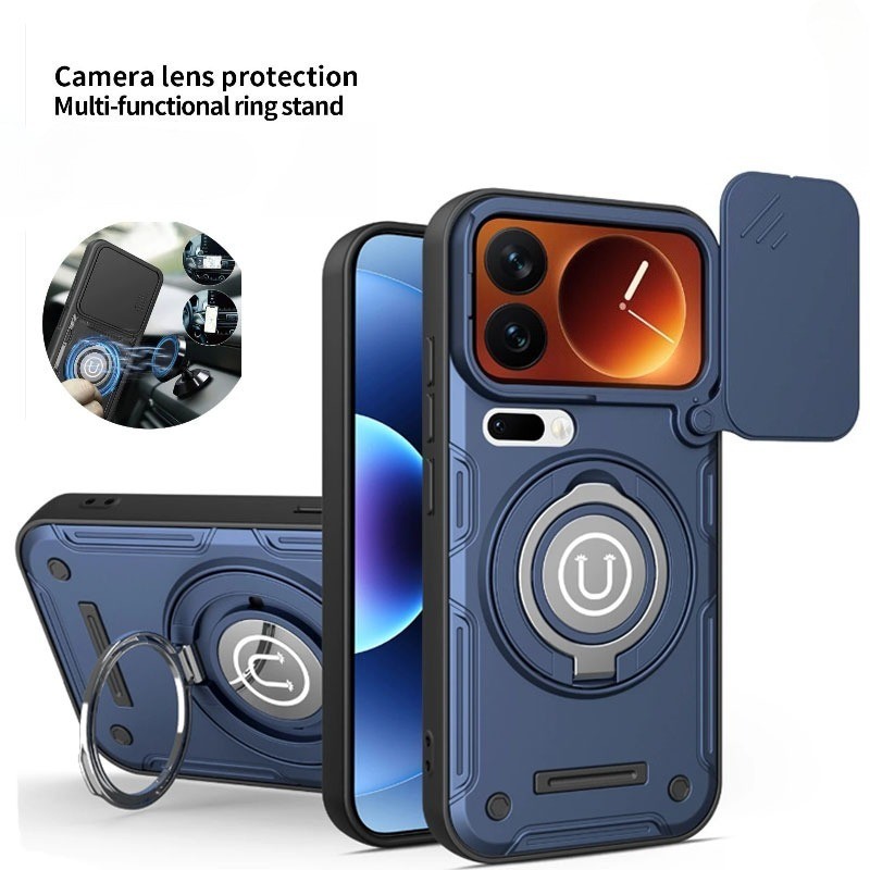 เกราะกันกระแทก Hard Case สําหรับ Xiaomi 17 17Pro Max สไลด์เลนส์ป้องกันแหวนแม่เหล็กผู้ถือสําหรับ MI17