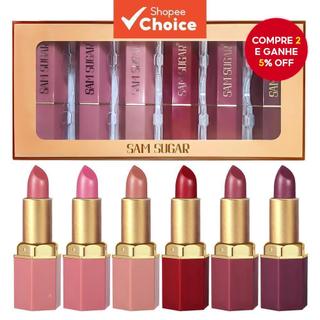 Conjunto De Batons Matte Sam Sugar 6pcs/caixa À Prova D'água, Maquiagem Coreana Longa Duração E Alta pigmentação