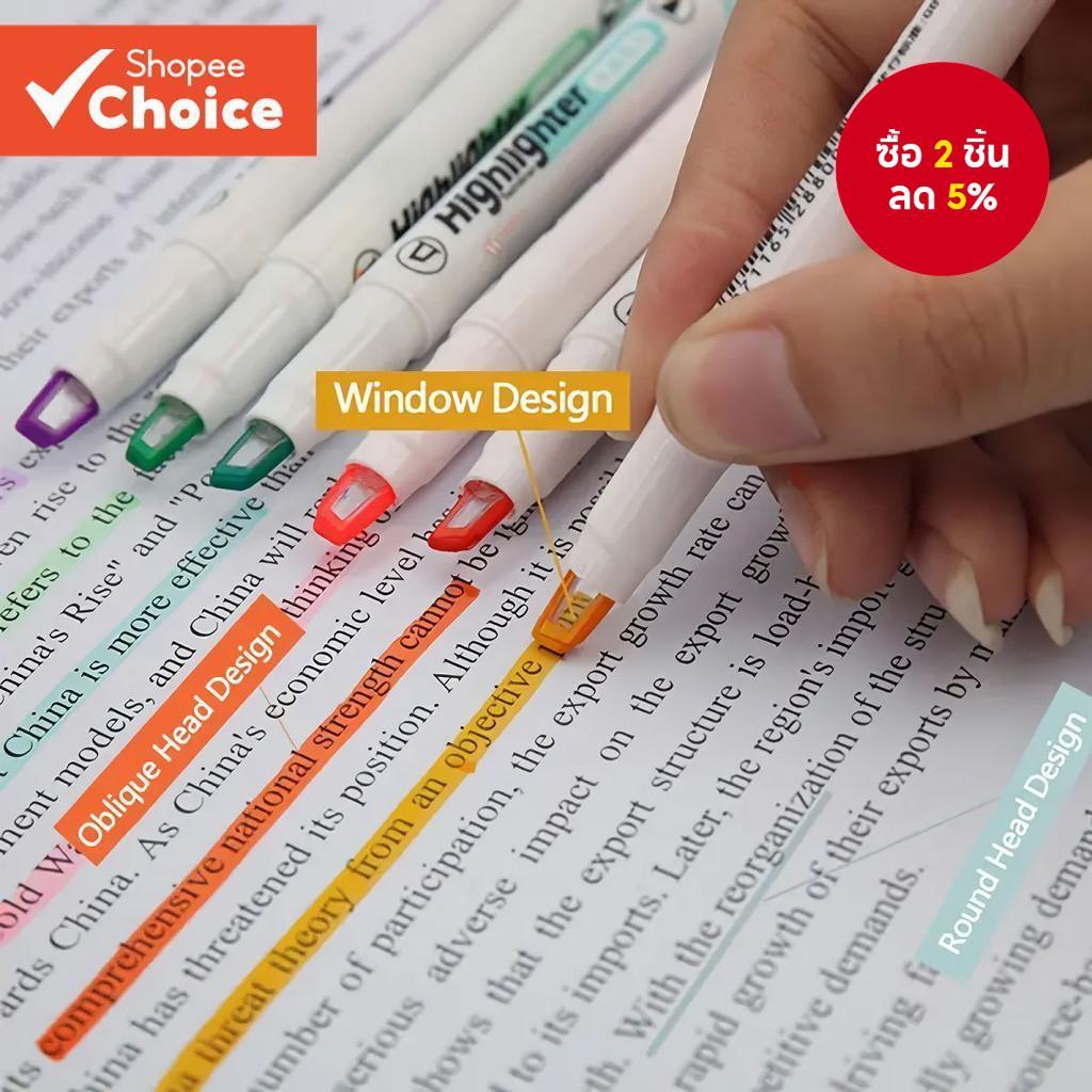 Clear View Tip Soft Light Highlighter Marker ปากกา 6 ชิ้นสําหรับนักเรียน Bible Study School Office