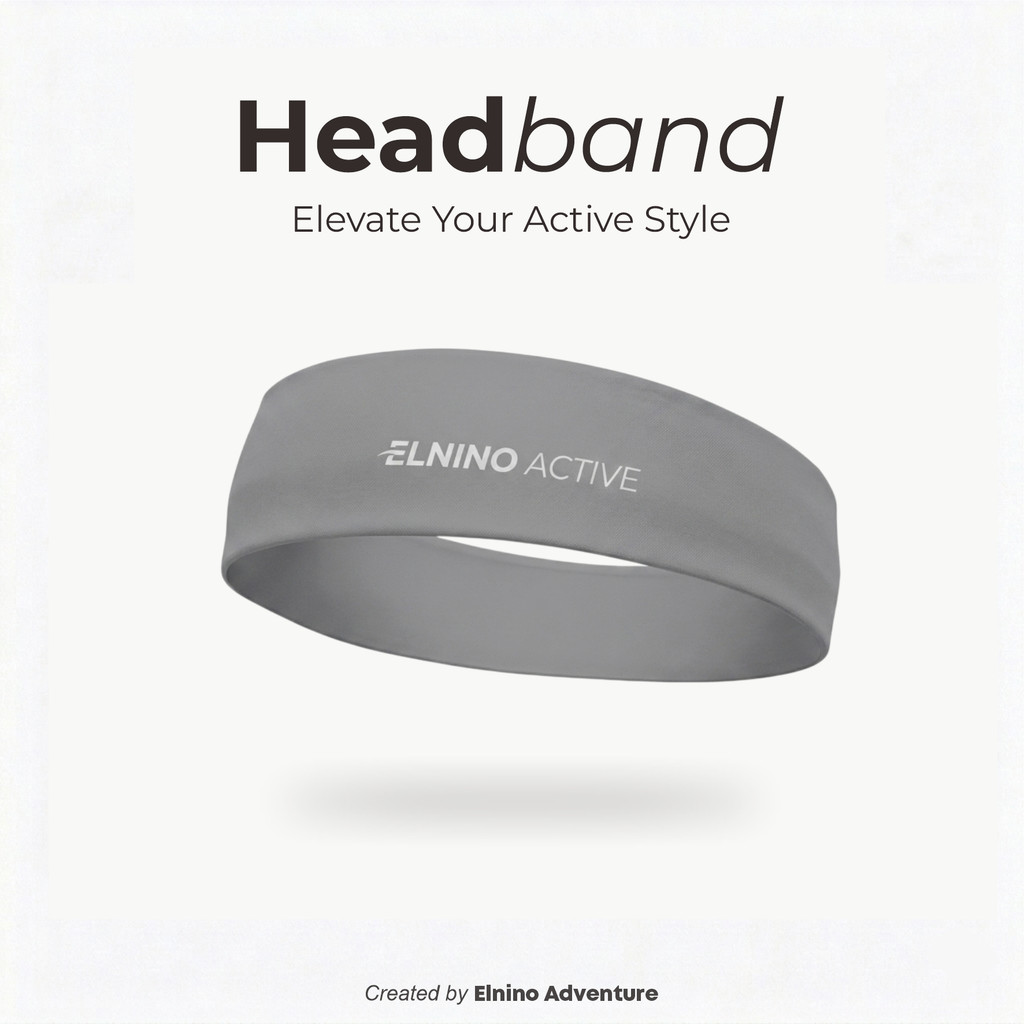 Elnino ที่คาดผม Active Sport Quick Dry Stretch Unisex Men Women - สีเทาอ่อน