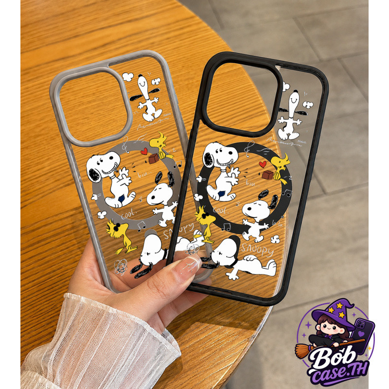 Snoopy-เคสแม่เหล็กกันกระแทก iPhone Samsung 17/16/15/14/13/12/11 Pro Max Plus A06/A16/A15 5G/S24 Ultr