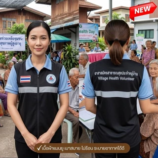 เสื้อโปโลอสม. ดีไซน์พิมพ์เสื้อกั๊กในตัว ทันสมัย ระบายอากาศดี ใส่ได้ทั้งชายและหญิง เสื้ออสม.แบบใหม่ล่าสุด2026