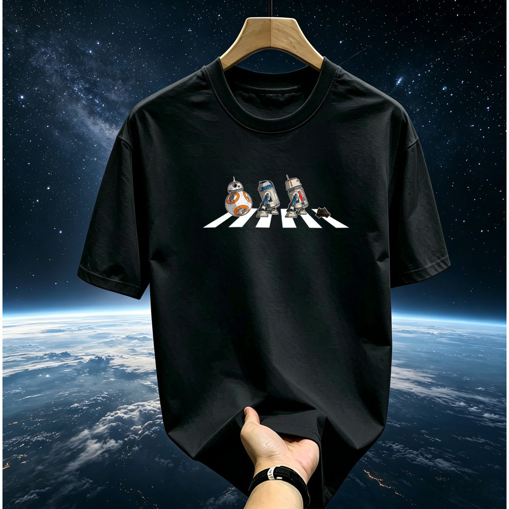 จัดส่งภายใน 24 ชั่วโมง Star Wars Robot Army R2-D2BB-8 เสื้อยืดแขนสั้นคอกลม Unisex