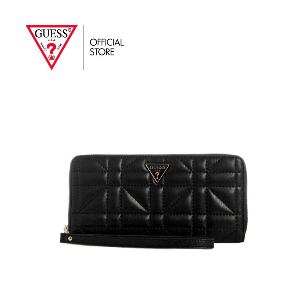 GUESS กระเป๋า รุ่น QG9625146 EDITA SLG LARGE ZIP AROUND สีดำ
