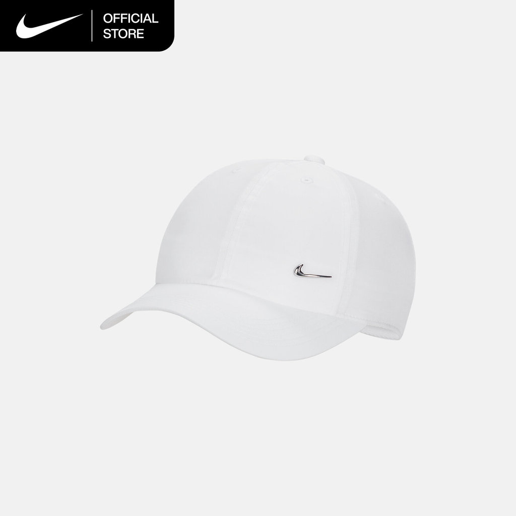 Nike Dri-FIT Older Kids' Club Unstructured Metal Swoosh Cap - White [FB5064-100]