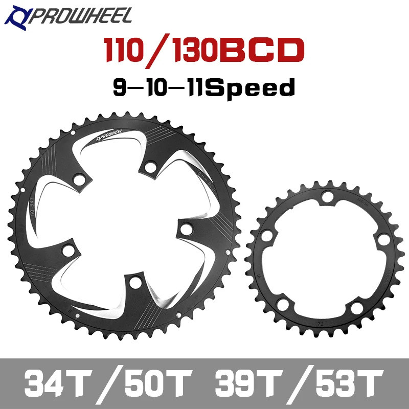 PROWHEEL 110BCD 130BCD แผนที่จักรยานล้อโซ่คู่ล้อ 34T/50T 39T/53T แหวนโซ่