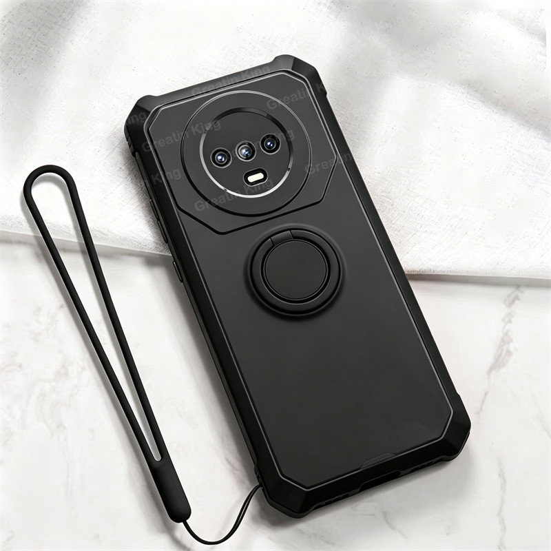 สําหรับ Cubot Kingkong ES 3 กรณี Soft TPU โลหะสีดําแม่เหล็กที่วางโทรศัพท์ฝาครอบป้องกันสายรัดข้อมือซิ