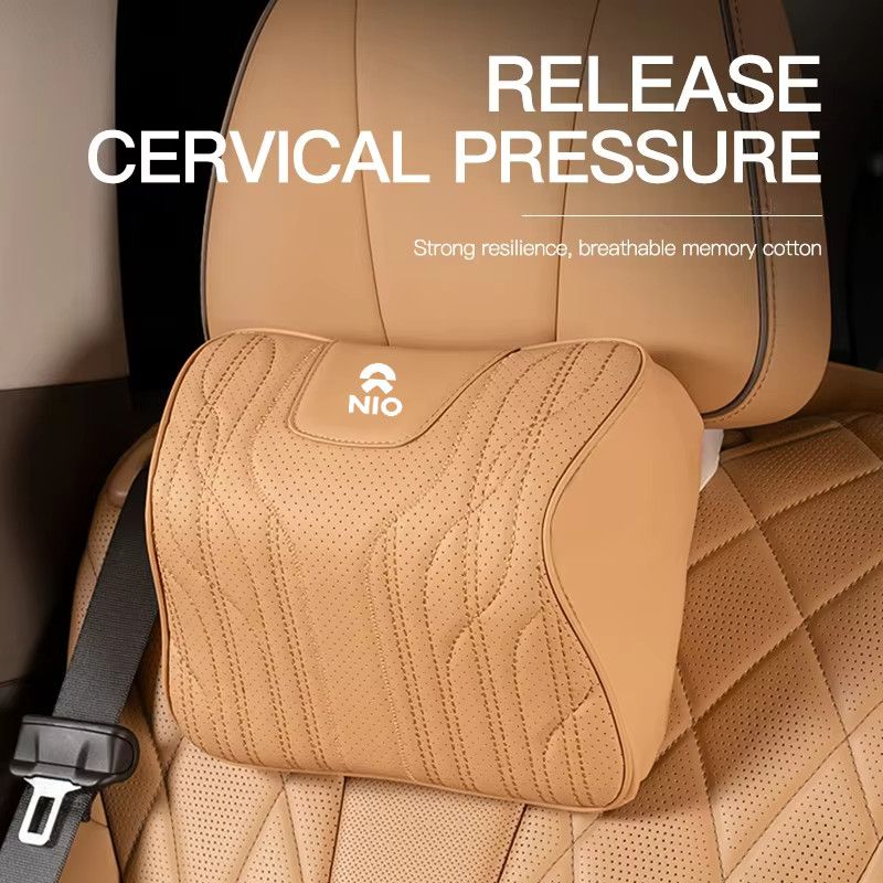 เบาะรองนั่งรถยนต์หนังหรูหรา Anti-Slip Support Cushion Universal Headrest สําหรับ NIO ES6 ES8 EC6 EC7