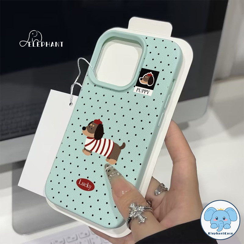 ลายสุนัขดัชชุน วินเทจ จุดดำ สไตล์คาวาai  เข้ากันได้กับ iPhone 15 14 17 11 13 16 12 Pro Max air 7 8 15 14 16 Plus X XR XS