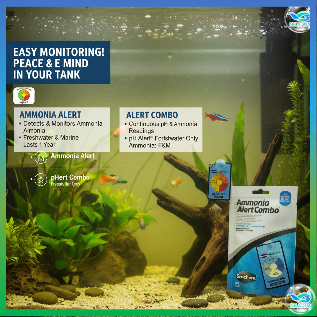 Seachem Alert แผ่นวัดค่า pH และ แอมโมเนีย ในตู้ปลา/ตู้ไม้น้ำ จากอเมริกา