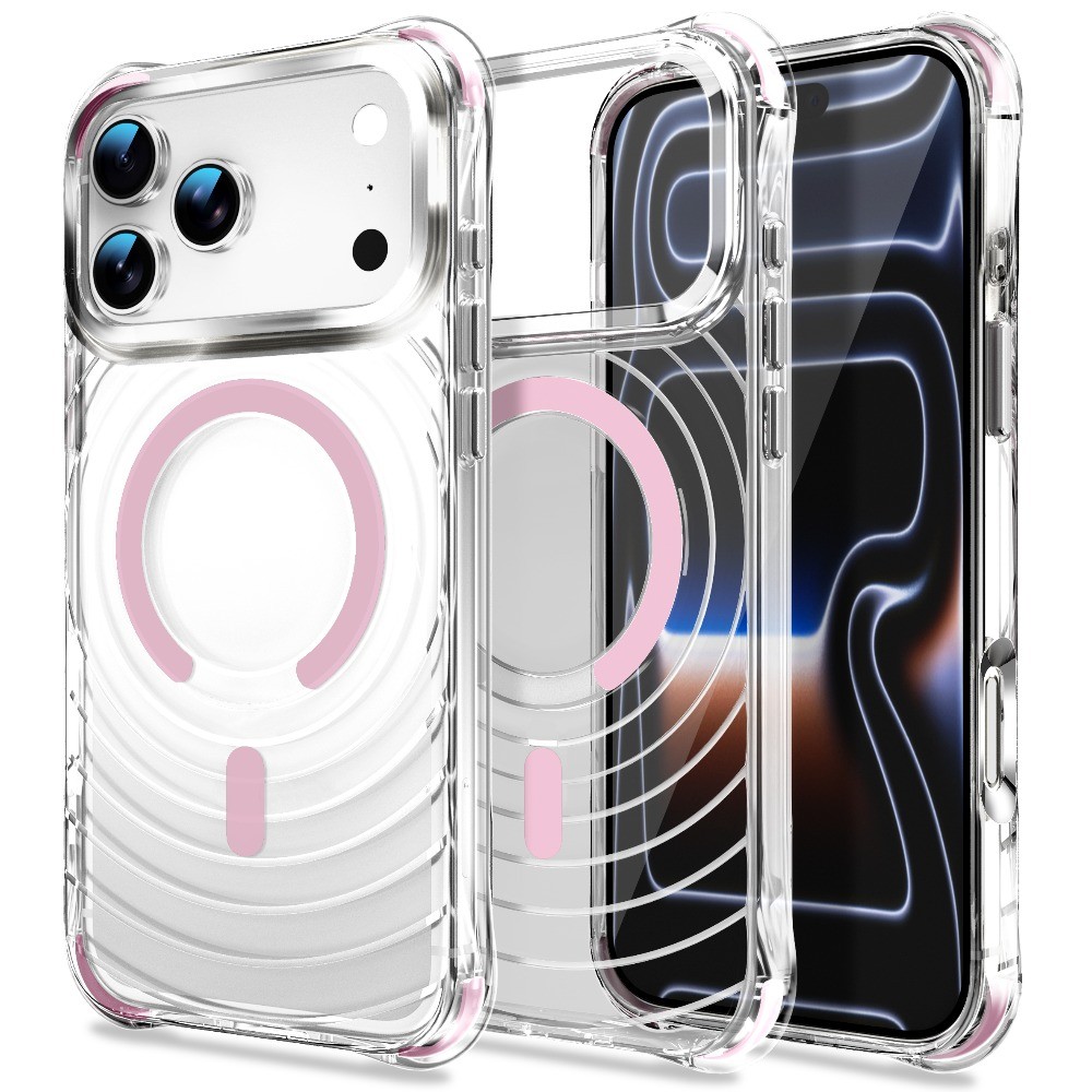 สี่มุมสีบาร์ชนสีแม่เหล็กเคสโทรศัพท์สําหรับ ไอโฟน17 16 15 14 13 12โปรแม็กซ์ บวกโปร่งใสป้องกันสีเหลือง ทีพียู ปลอกโลหะป้องกันกุญแจกันกระแทกฝาหลัง